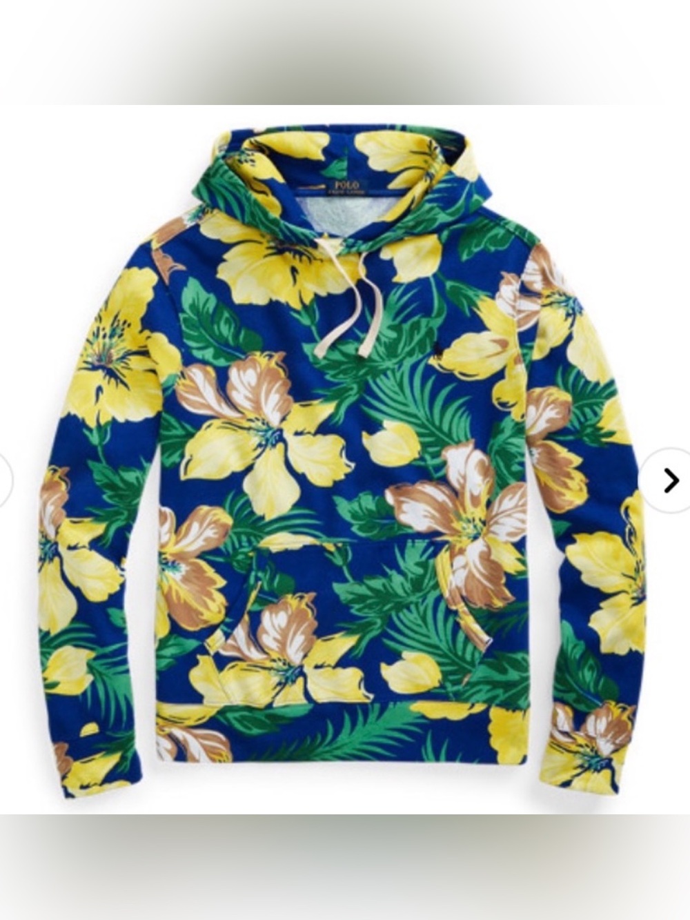 Polo Ralph Lauren Spa Terry Hoodie Yellow Floral Men’s Size Small 100% Cotton